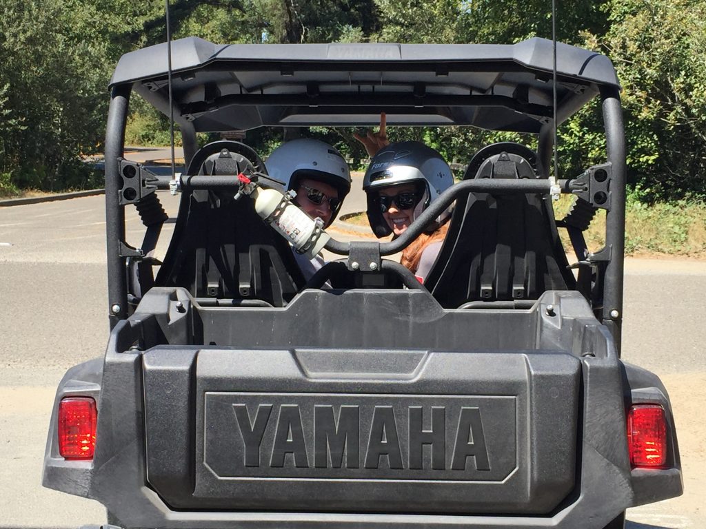 Eric and Tayler ready to go in their ATV.